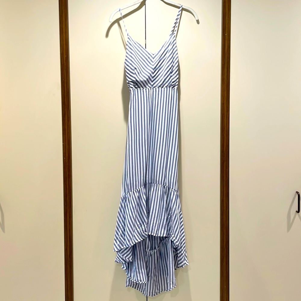 Vici striped hi lo Dress with lace up back